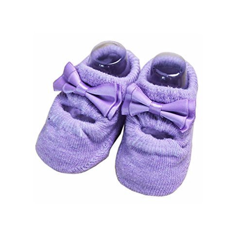2 Pairs Baby Girls Shoe Socks Anti-Slip Socks, Purple [B]