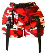Juniors Buckle Up Red Camo Print Cargo Shorts - £18.66 GBP
