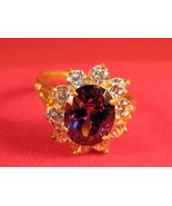 Vintage 14k solid yellow gold with Ruby &amp; Diamond ring size 9 - $19.99