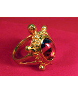 Vintage 14k solid yellow gold turtle with Ruby &amp; Diamond ring size 8 - $19.99