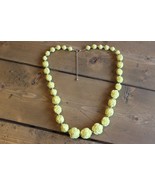 Large Vintage Graduated Yellow Flower Bead Necklace 25.5 - 28.5 inches - $29.70