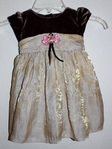 Vintage Youngland Baby Party Dress Brown and Golden with Matching Panties 18Mo. - $29.99