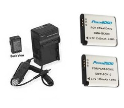 Two 2 DMWBCN10, DMWBCN10PP, Batteries + Charger For Panasonic DMC-LF1K, DMC-LF1W - $32.39