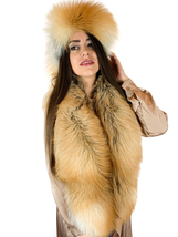 Royal Gold Fox Fur Stole 63'' (160cm) + Tails / Cuffs / Headband Saga Furs image 4