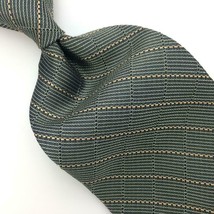 Patrick James Tie Olive-Green/Gold Stripe Square Silk Necktie Woven Ties... - $15.83