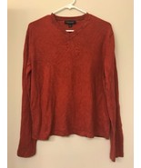 BANANA REPUBLIC Mens LARGE Sweater Silk Cashmere Blend V Neck Orange - $29.69