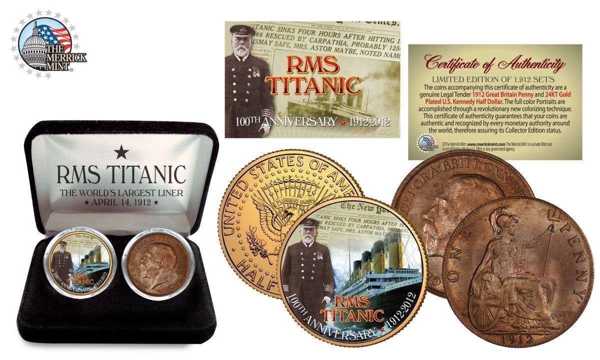 RMS TITANIC *100th Anniversary* Colorized 1912 Great Britain Penny Coin British