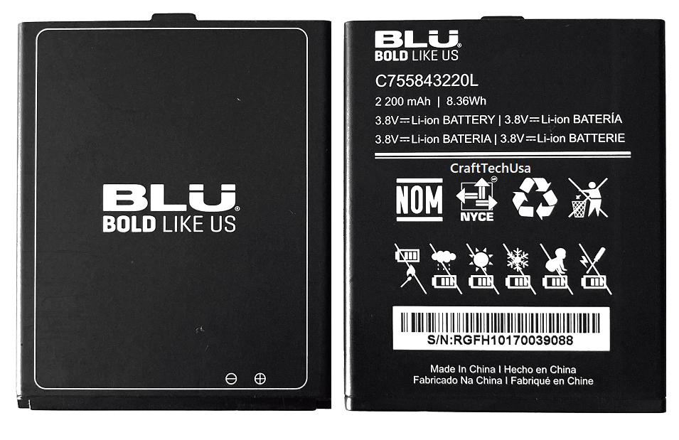 BLU Original OEM battery C755843220L 2200mAh 3.8V for BLU Studio G2 S010Q Cell Phone Accessories