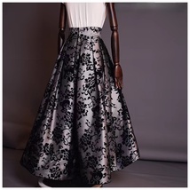 Silver Floral Maxi Party Skirt Outfit High-low Pleated Formal Skirts Custom Size image 3