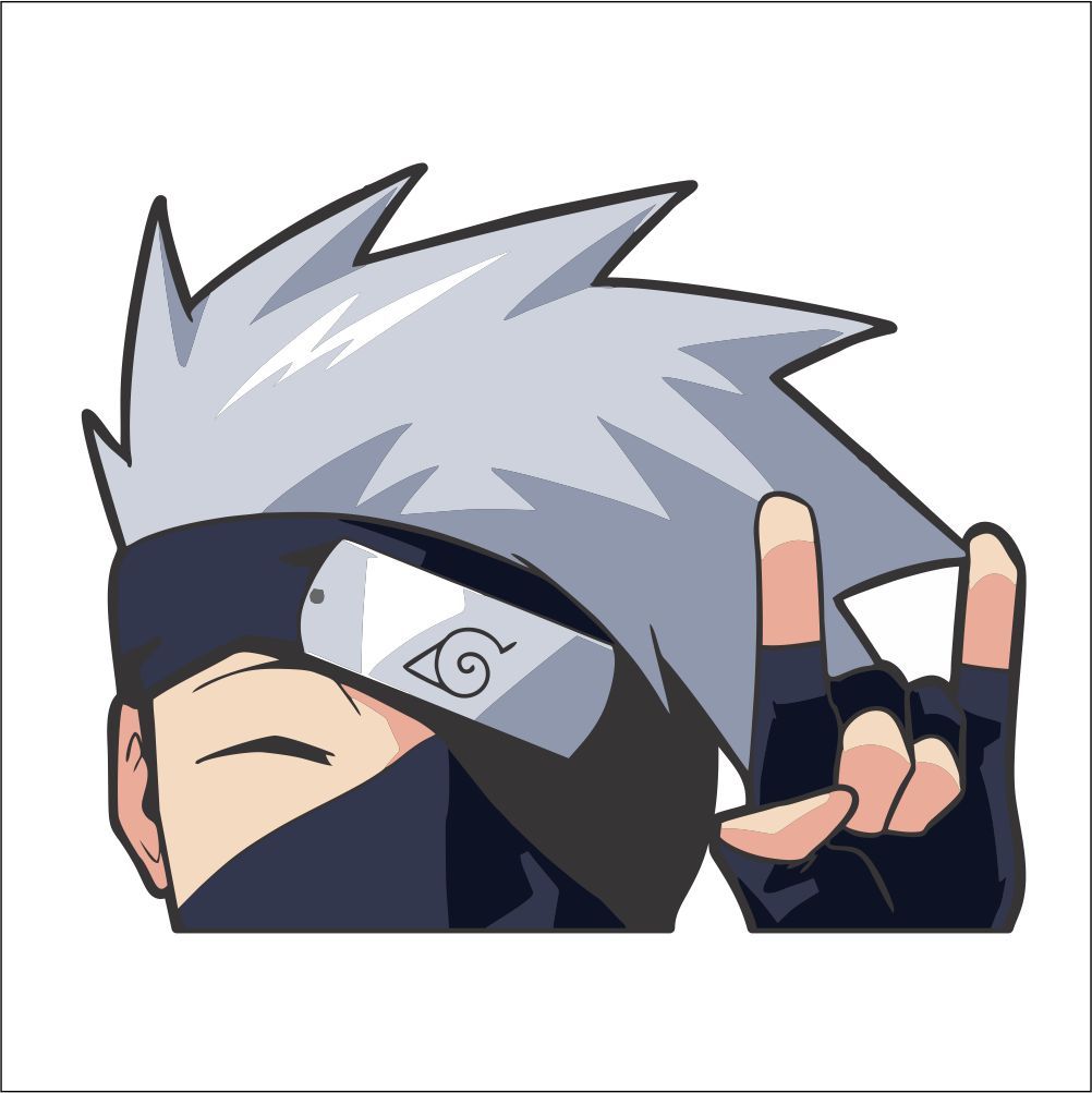 Kid Kakashi Peeker Peeking Window Vinyl Decal Cartoon Ninja Anime ...