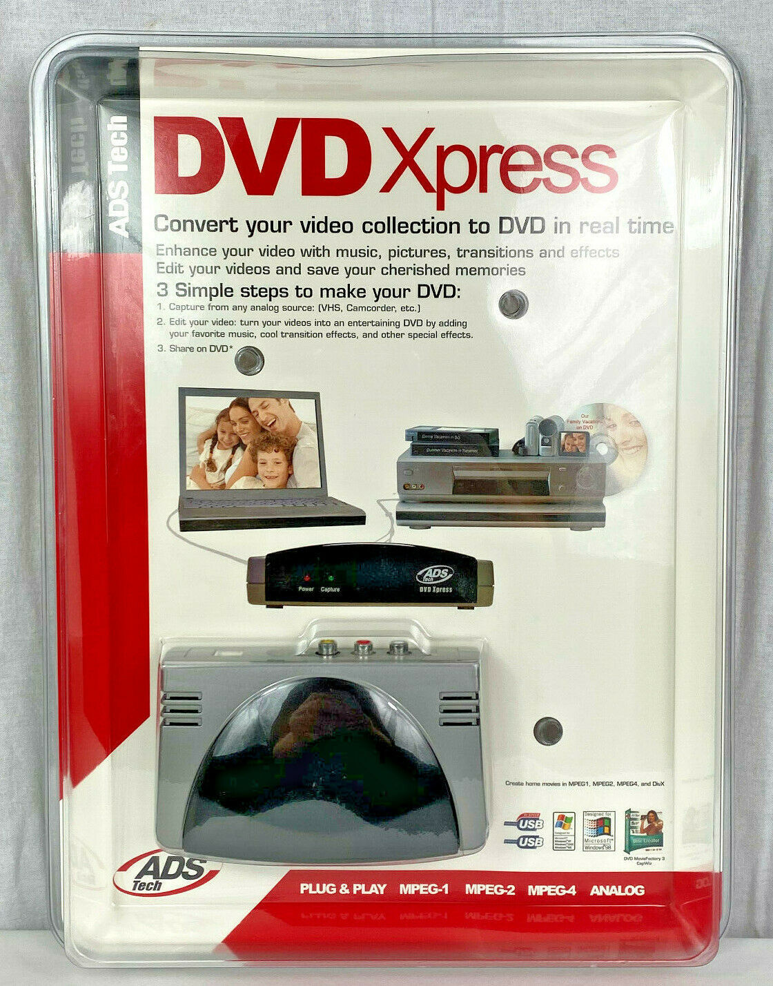 Primary image for NEW Family Video Transfer VHS to ADS Tech DVD Xpress DX2 USBAV-709 - FAST SHIP