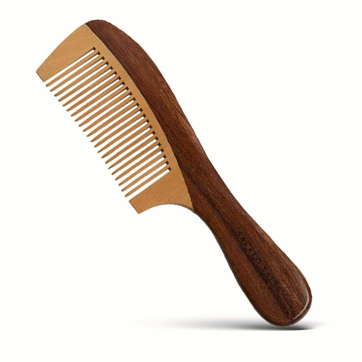 Wooden Comb Handmade Maple Wood Broad Tooth Hair Detangler Detangling ...