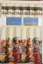 3pc Curtains Set:2 Tiers(27"x36")&Valance(54x15")ELEGANT Fat Chef,Tucany,Sunrise - $17.81