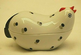 Lefton Spotted Hen Porcelain Sugar Bowl Black &amp; Grey Country Farmhouse T... - $19.79