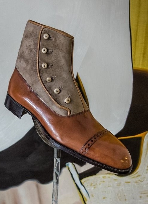 tan button boots
