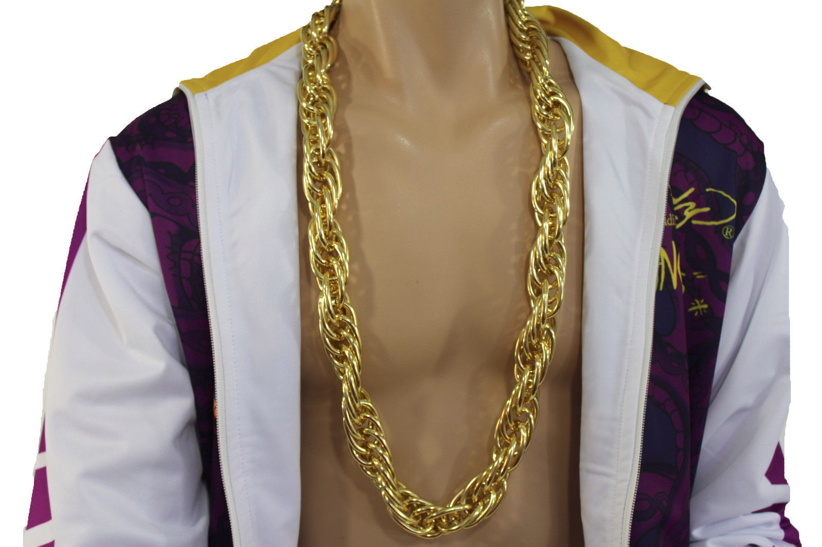 Men Fashion Jewelry Long Necklace Chunky Gold Metal Chain Link Gangster