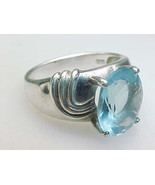 Genuine BLUE TOPAZ Vintage RING in STERLING SILVER - Size 6 - FREE SHIPPING - $85.00