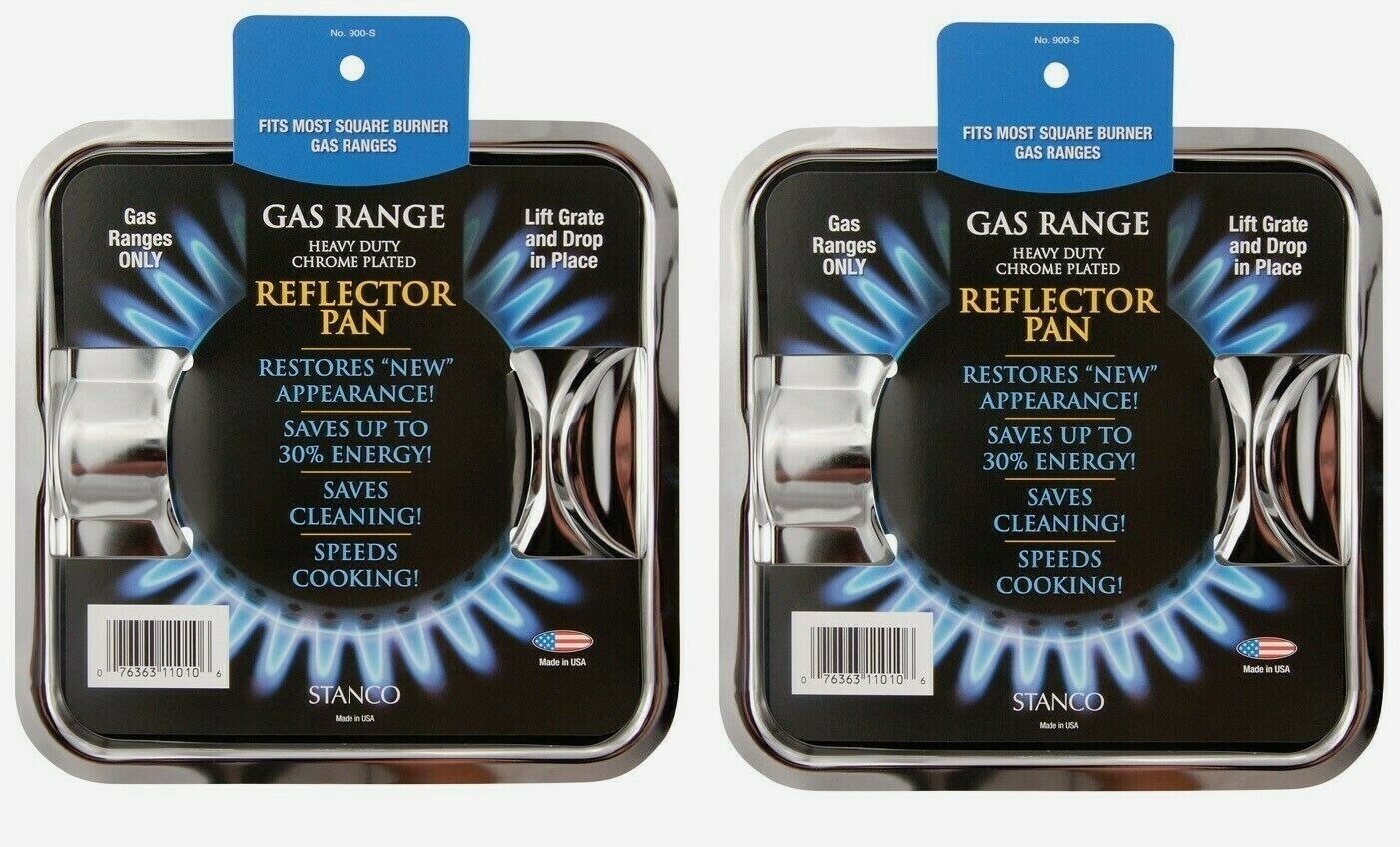 2 Stanco Steel REFLECTOR PAN Gas Range Fits Most Square Burners Heavy-Duty 900-S