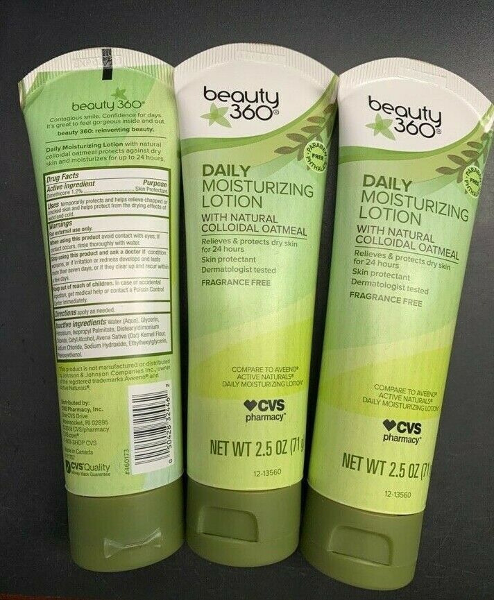 3x Beauty 360 Daily Moisturizing Lotion Natural Colloidal Oatmeal 2oz