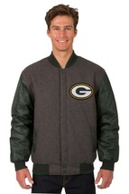 Green Bay Packers JH Design Wool & Leather Reversible Jacket  Embroidered Green - $249.99