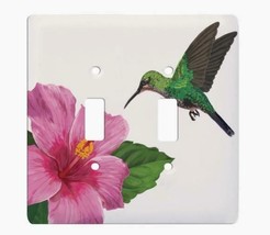Hummingbird Bird Ceramic Double Light Switch Cover Floater Switchplate - $28.68
