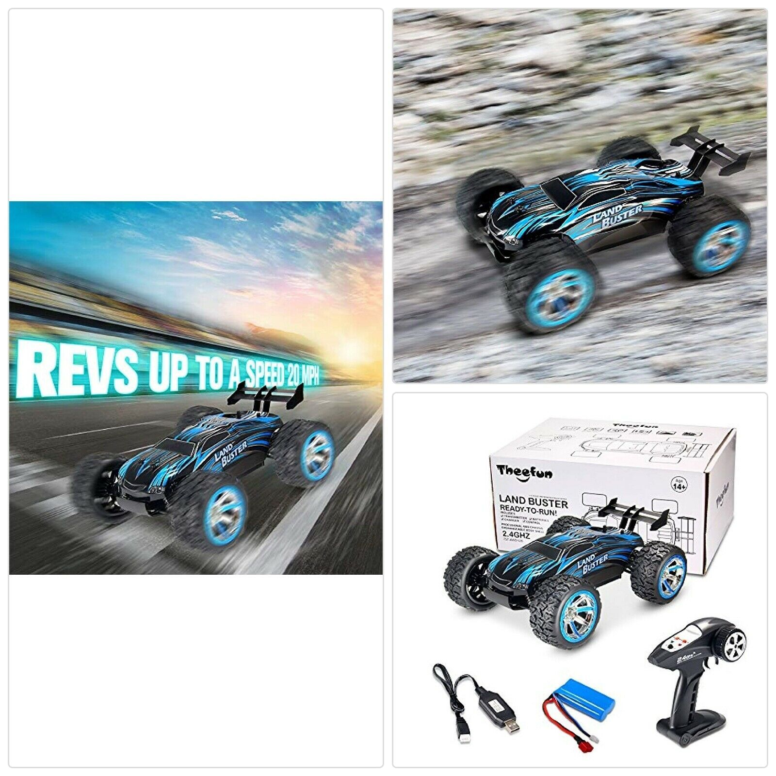 Theefun 1 12 High Speed 4WD 20 mph RC Car, 2.4Ghz Radio Fast Electric