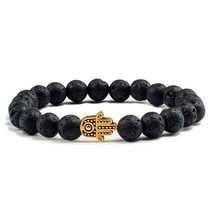 Charms Men Black Lava Matte Beads Natural Volcanic Stone Bracelets Bangles Women - $10.62