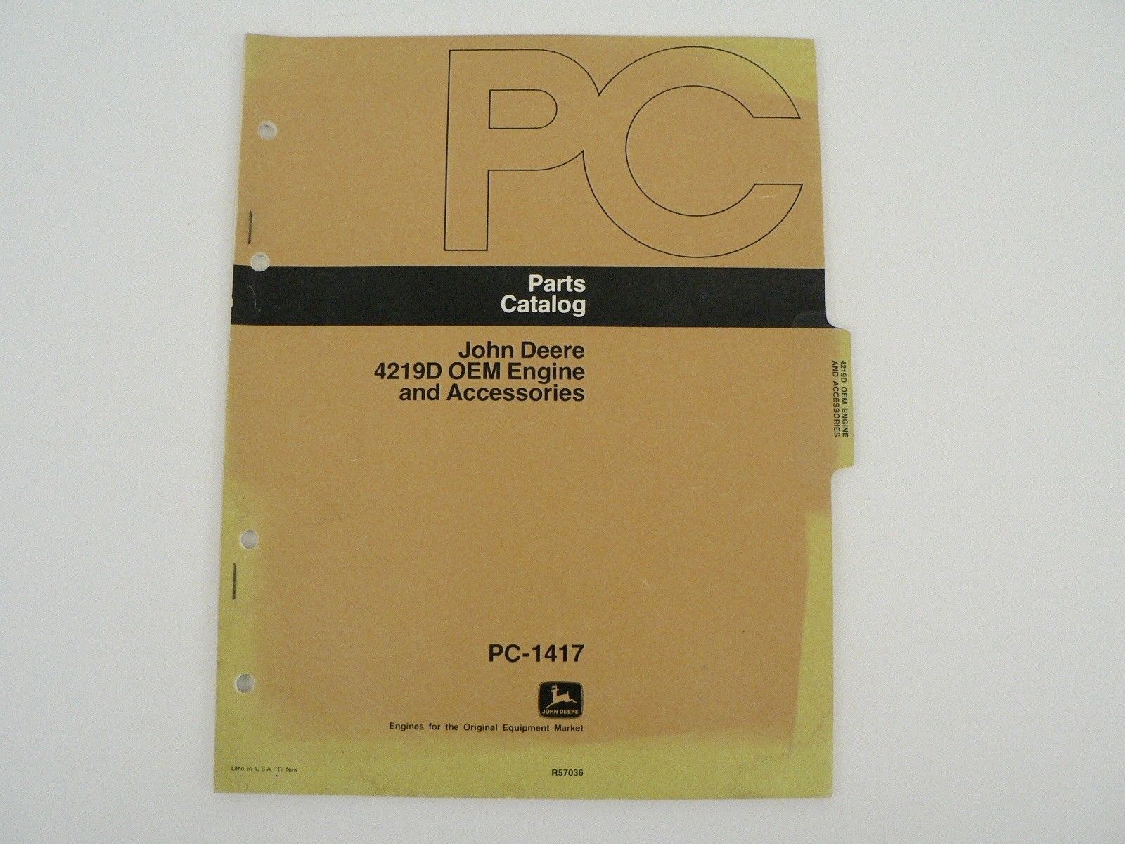 John Deere Service Parts List Catalog Manual 4219D OEM Engine & Accessories 1974