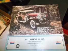 Original 1986 EXXON Collector Car Calendar from D.L. Bartone Oil Co. Incomplete - $5.00