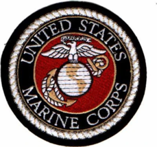 4" Usmc Marine Corps Ega Insignia Black Border Round Military Embroidered Patch - $25.64