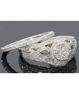Ladies 14K White Gold Finish Round Cut Diamond Engagement Ring Bridal Se... - £96.89 GBP