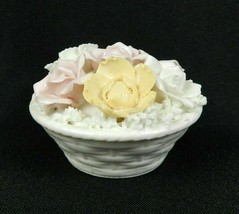 Ceramic Perfume Dauber Oil Diffuser Floral Basket White Pink Yellow 3-1/... - $12.86