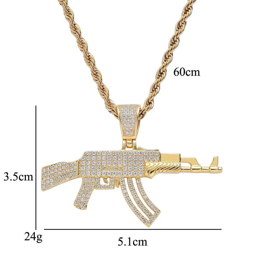 AK47 Pendant AK-47 Necklace Diamond Kalashnikov Pendant Hip - Jewelry ...