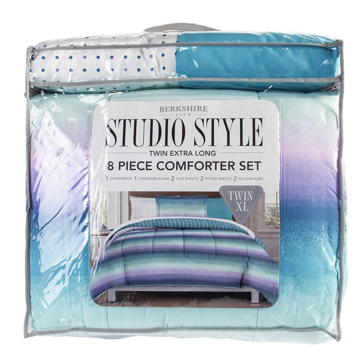 Berkshire Life Studio Style, Twin XL 8piece Microfiber Comforter Set, Artistic Comforters & Sets