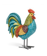Colorful Rooster Statuary 13.5&quot; High Farm Life Bright Tall Statuette Res... - $69.29