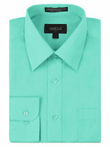 Omega Italy Men's Regular Fit Long Sleeve Aqua Dress Shirt w/ Defect - 2XL image 1