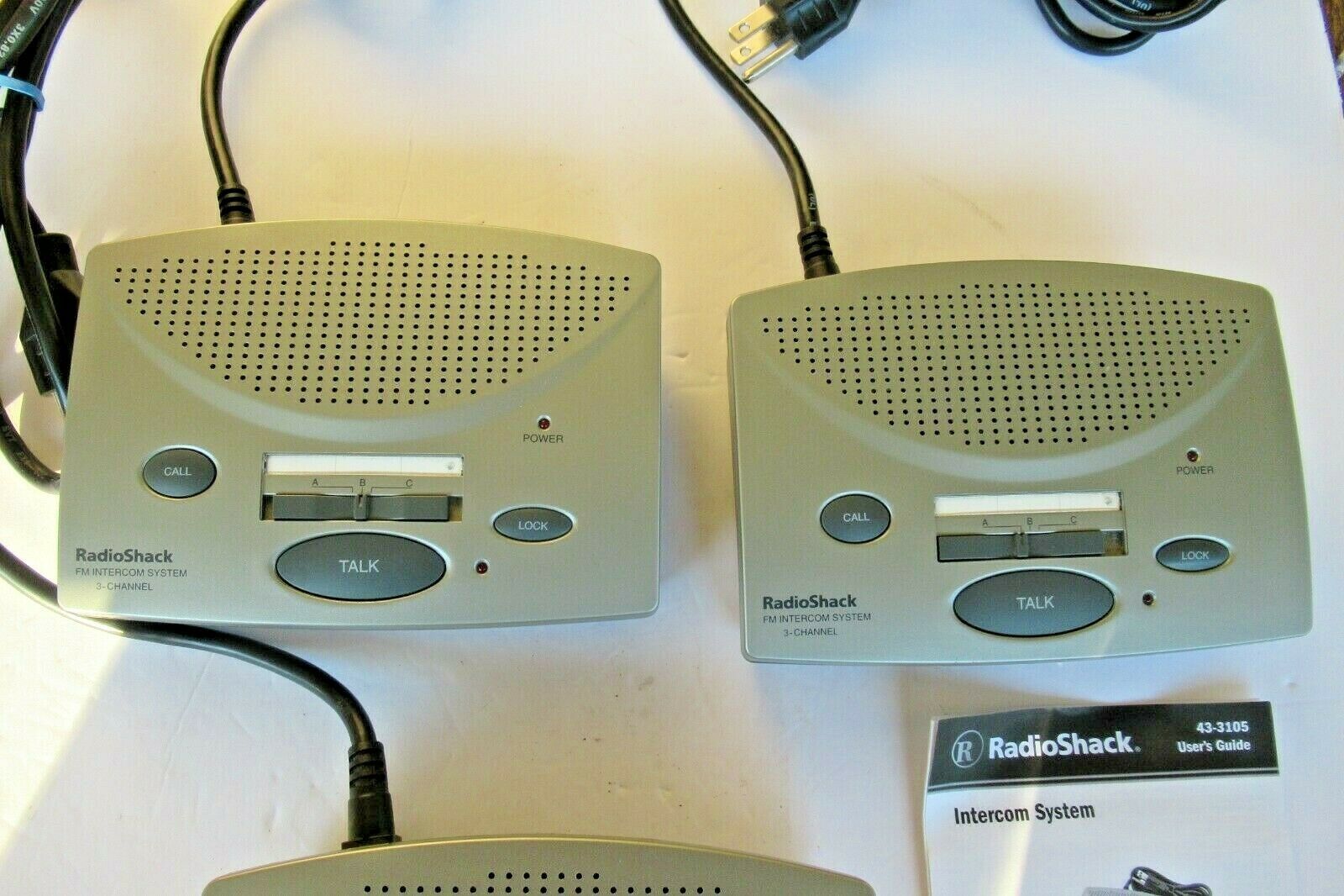Radio Shack 3-Channel FM Wireless Intercom 43-3105 lot of 3 Gray w