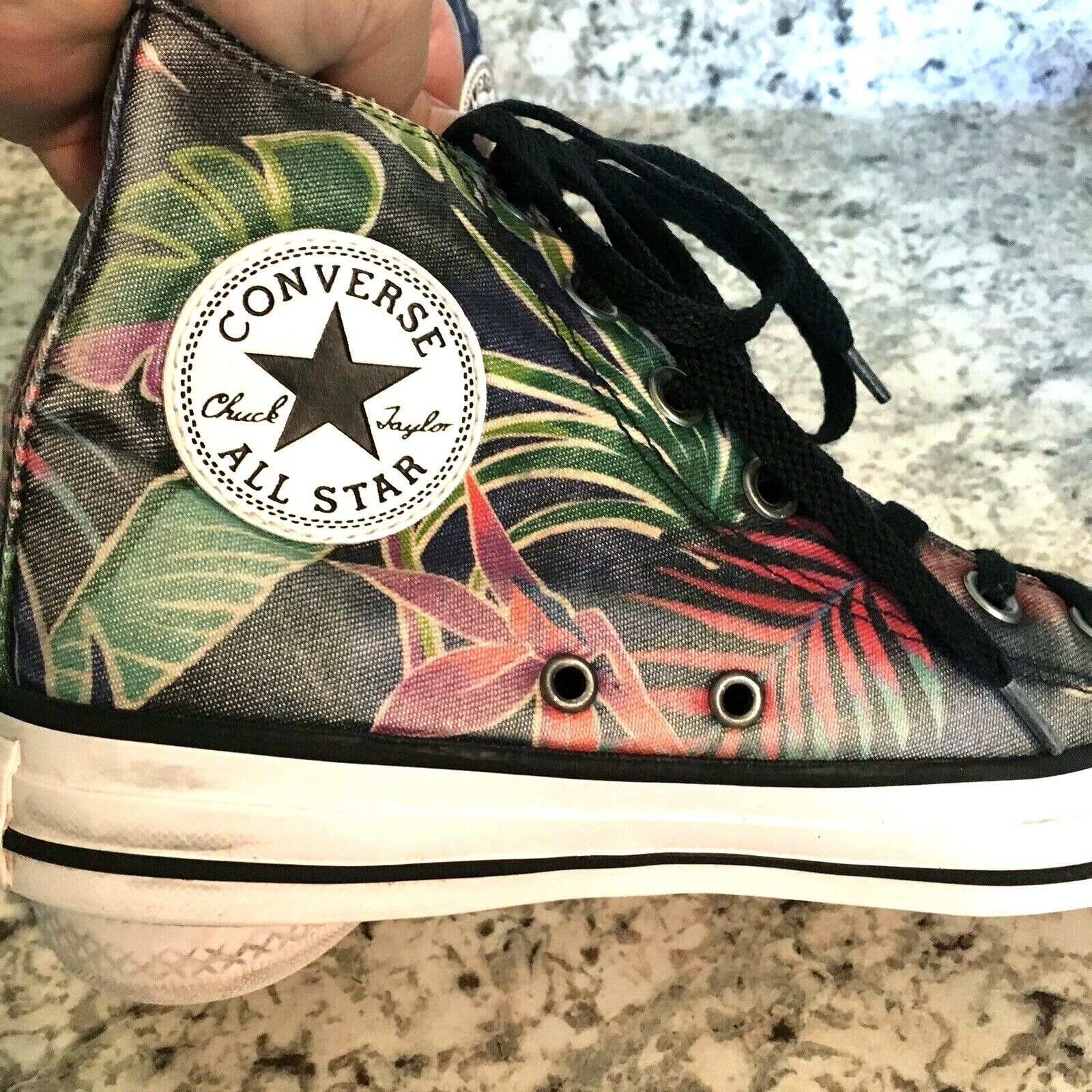 CONVERSE All Star High Tops ACID WASHED Tropical Hawaiian Print MENS 5 ...