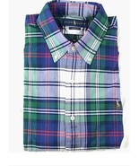 Polo Ralph Lauren Classic Fit Oxford Button Shirt Blue Multi ( M ) - $99.97