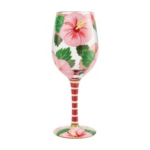 Lolita Hibiscus Dreams Wine Glass 15 o.z. 9" High Gift Boxed Drink Recipe Gift image 1