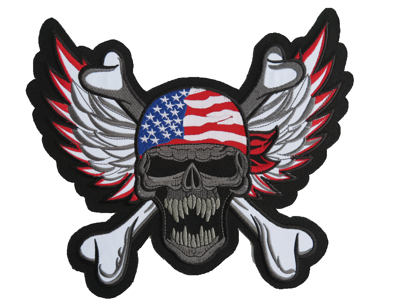 USA American Flag Bandanna Skull Freedom Wings Giant XL Back Patch 10.1 ...