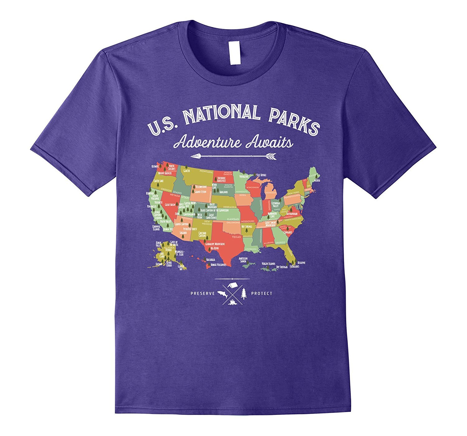 Image of National Park Map Vintage T Shirt - All 59 National Parks Men