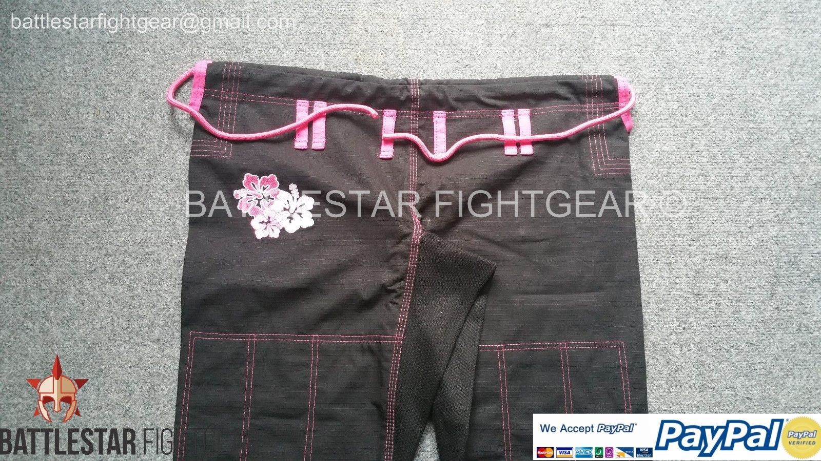 LADIES FIT BJJ KIMONO WHITE WITH PINK FLOWERS EMBROIDERY BRAZILIAN JIU-JITSU GI