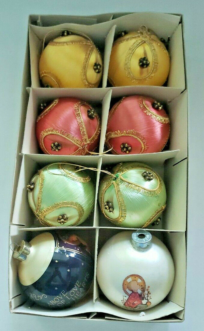 Primary image for Vintage Lot of Mixed Christmas Ornaments in Vintage Box Lot of 12 Ornaments
