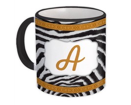 Monogram Letter A : Gift Mug Zebra Letter Initial ABC Animal Arabesque - $15.90