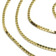 SOLID 18K YELLOW GOLD CHAIN 1.1 MM VENETIAN SQUARE BOX 23.6", 60 cm, ITALY MADE image 2
