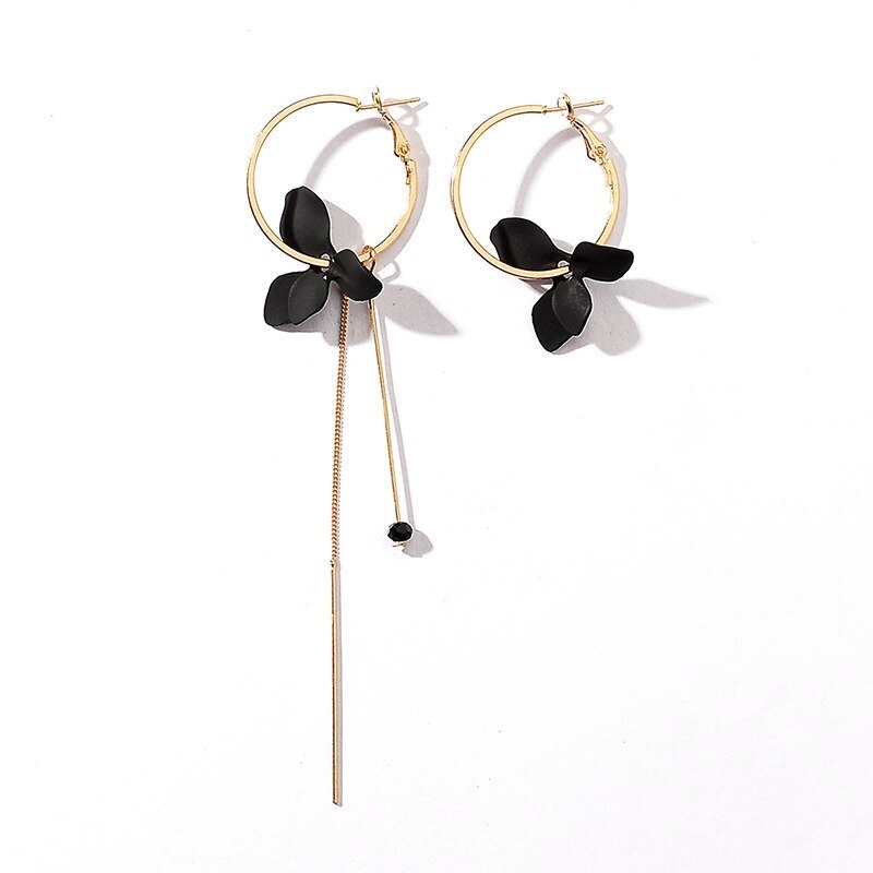 Petal Tassel Dangle Earrings Women Sweet Elegant Long Drop Earrings Metal Jewelr