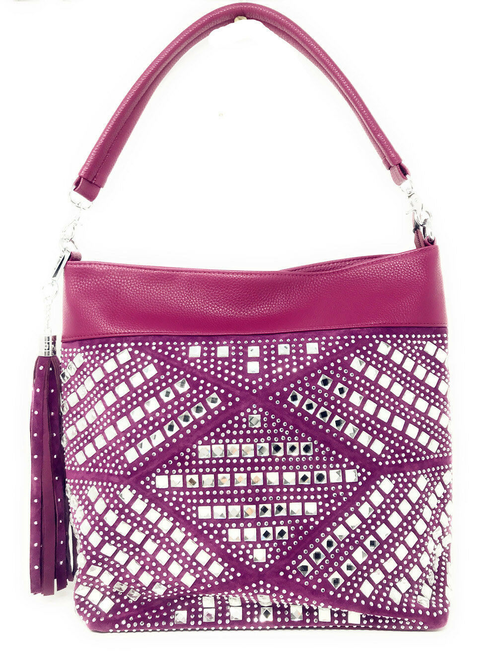 Womens Fashion Rhinestone Tassel Bling Bling Concealed Carry Hobo Bag