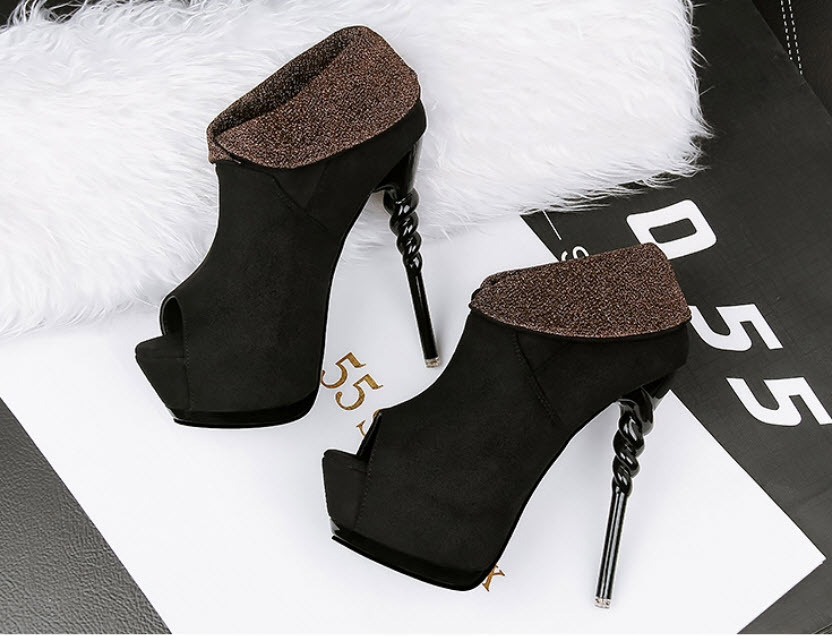 pp462 elegant spell color pumps w twisted heels, US Size 48.5, black Heels