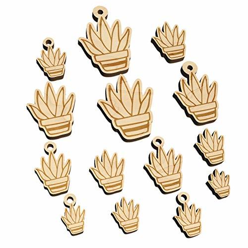 Hand Drawn Cactus Succulent Doodle Mini Wood Shape Charms Jewelry DIY Craft - 16